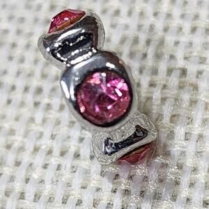 Vintage Silver Sewing Charms with Pink Gemstones